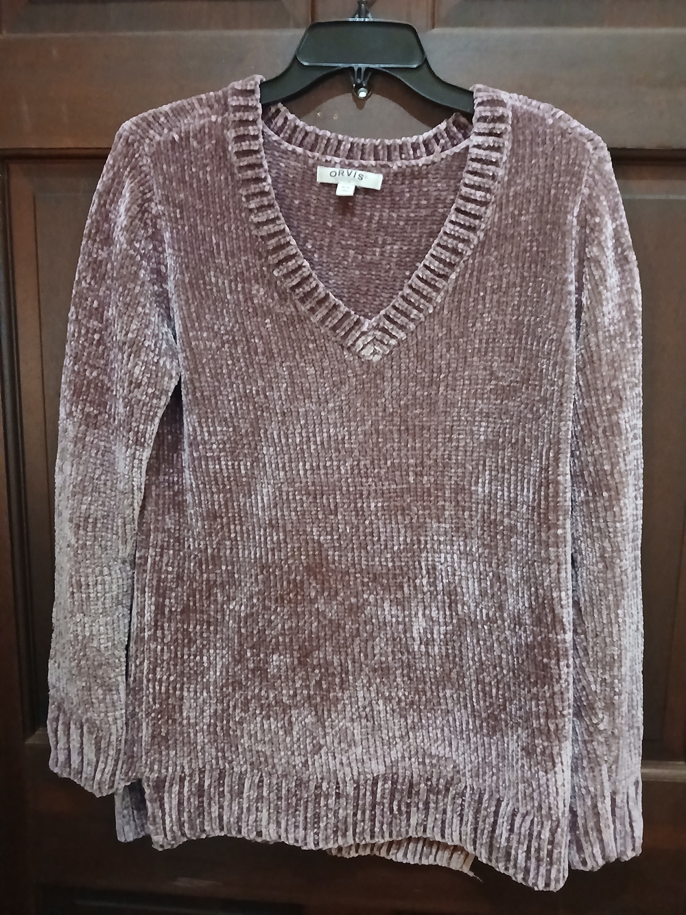 Orvis Women’s Purple Chenille Ribbed V-Neck Sweater Size M Super Soft.